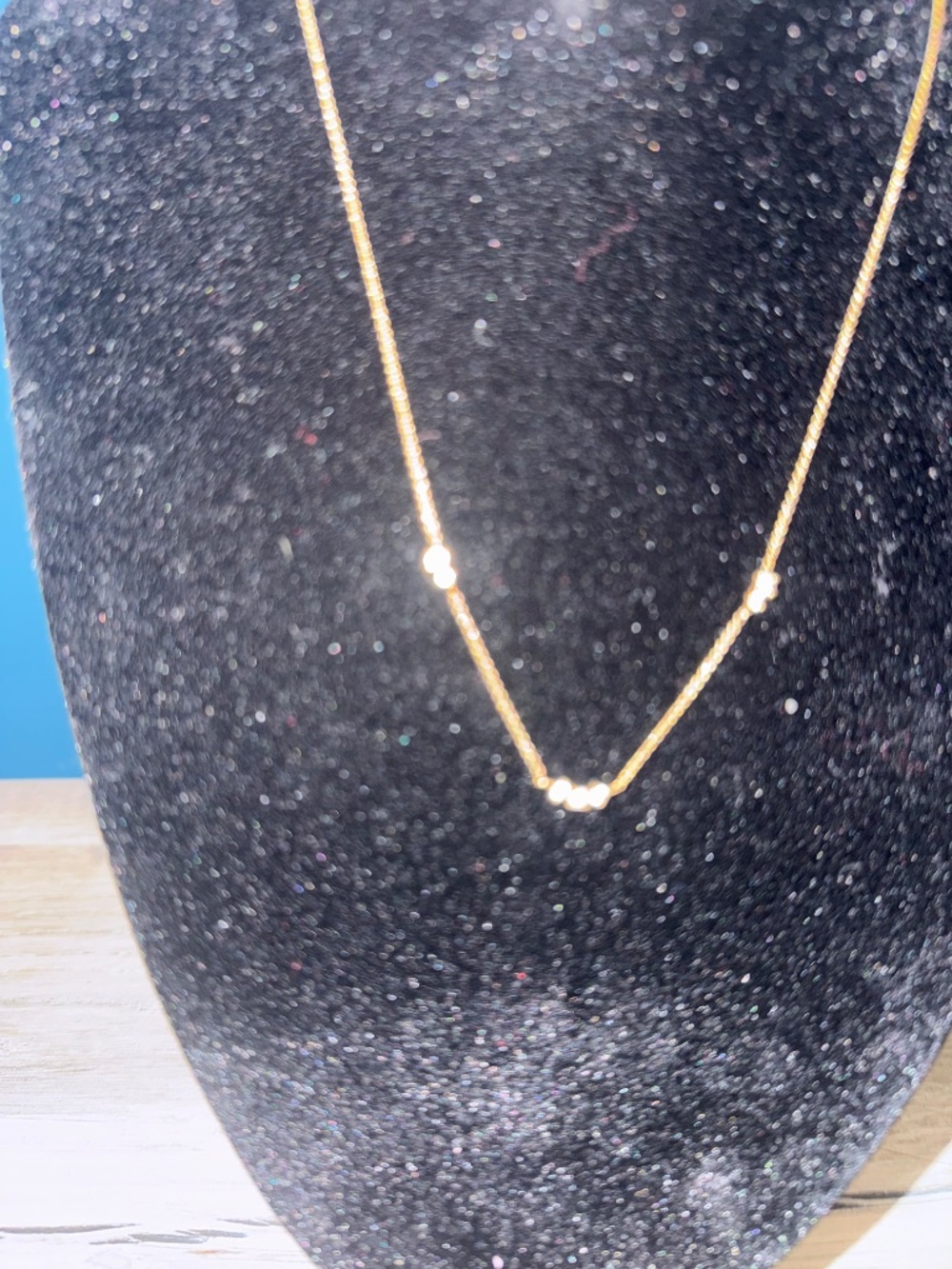 Mejuri Gold Vermeil White Sapphire Station Necklace 16" - Picture 3 of 7